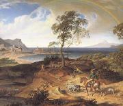 Joseph Anton Koch Stormy Landscape with Returning Rider (mk10) china oil painting reproduction